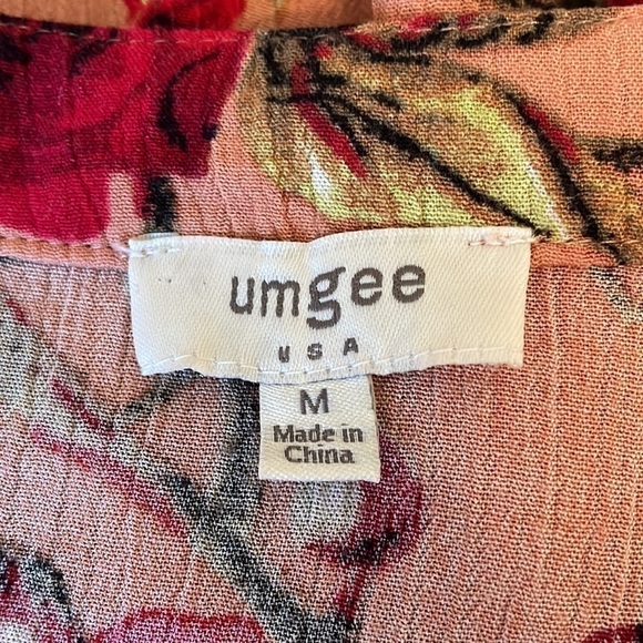 Umgee Boho Floral Dress Peach Gauze Swing Dress Size Medium - Picture 5 of 8